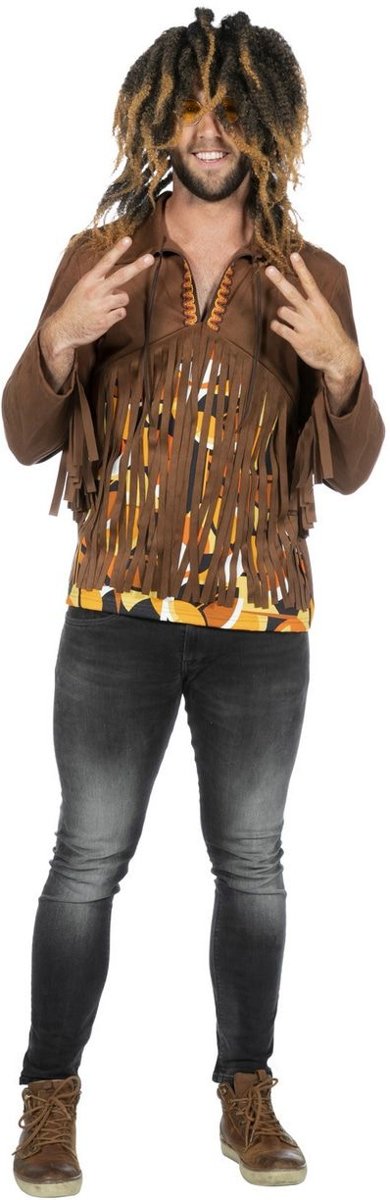 Hippie Kostuum | Relax Dude Hippie Jaren 60 Shirt Man | Maat 56 | Carnaval kostuum | Verkleedkleding